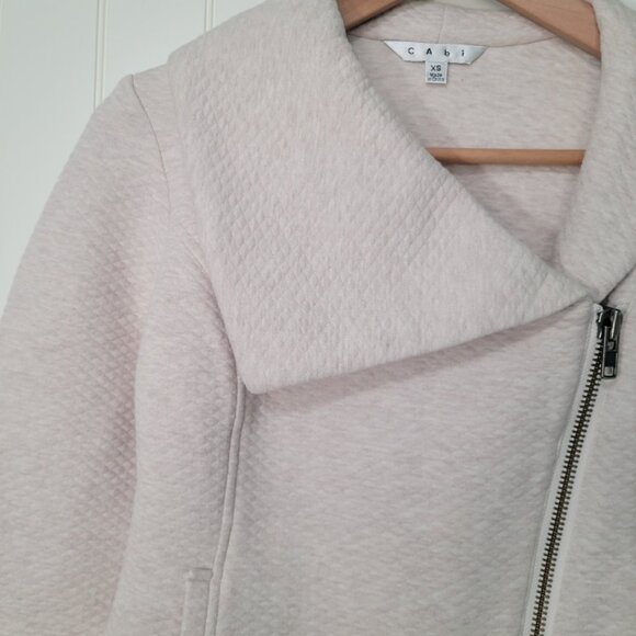 CAbi Ryder Quilted Shawl Vanilla Girl Moto Biker Jacket Asymmetrical Zip Beige - Picture 5 of 12